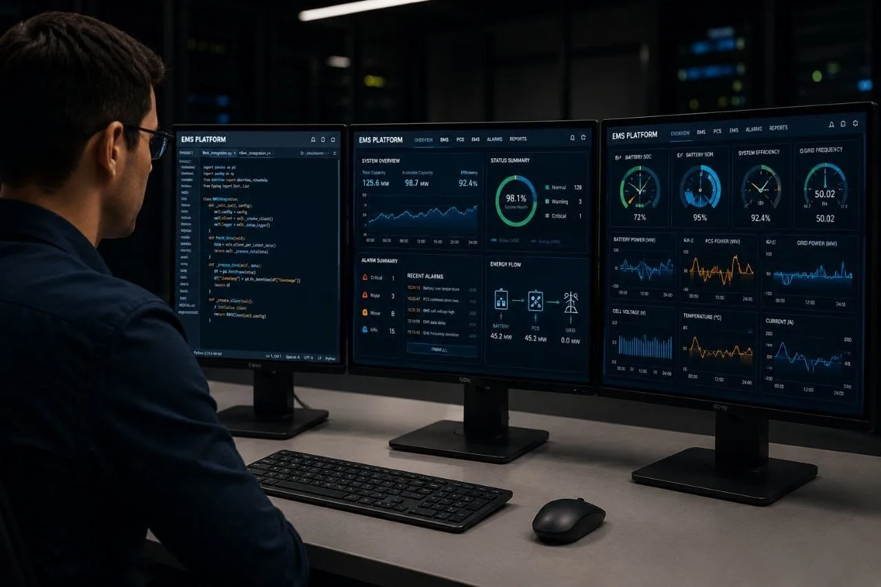 BMS engineer at workstation