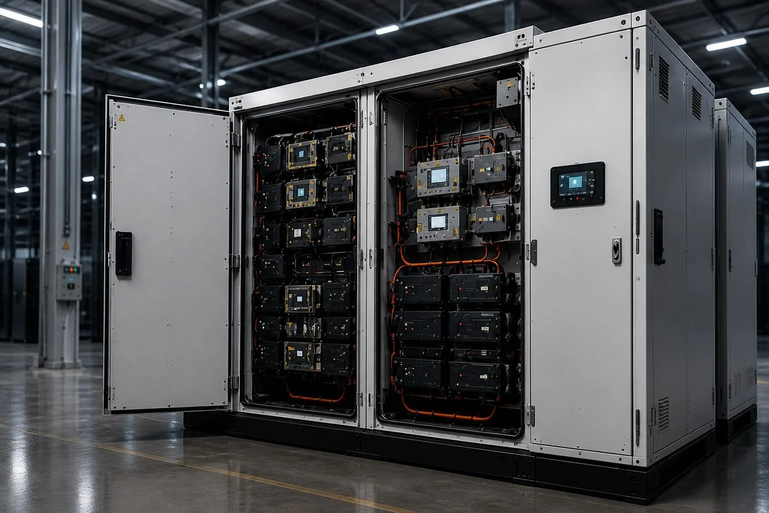 Open commercial battery cabinet