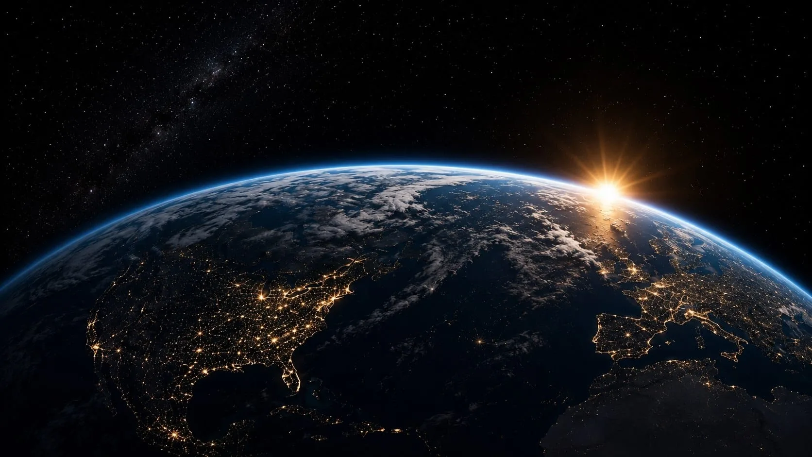Earth from space with glowing horizon