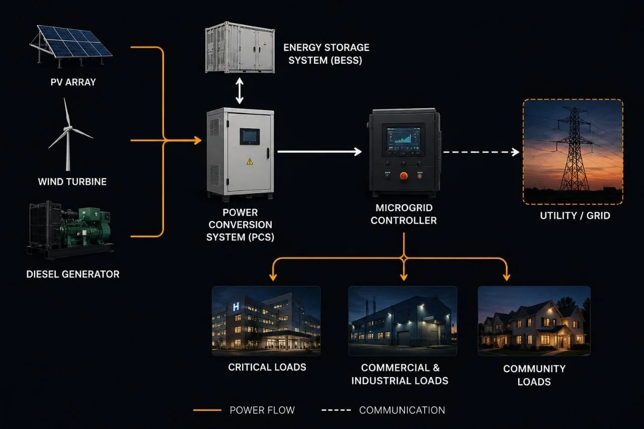 Typical microgrid architecture diagram