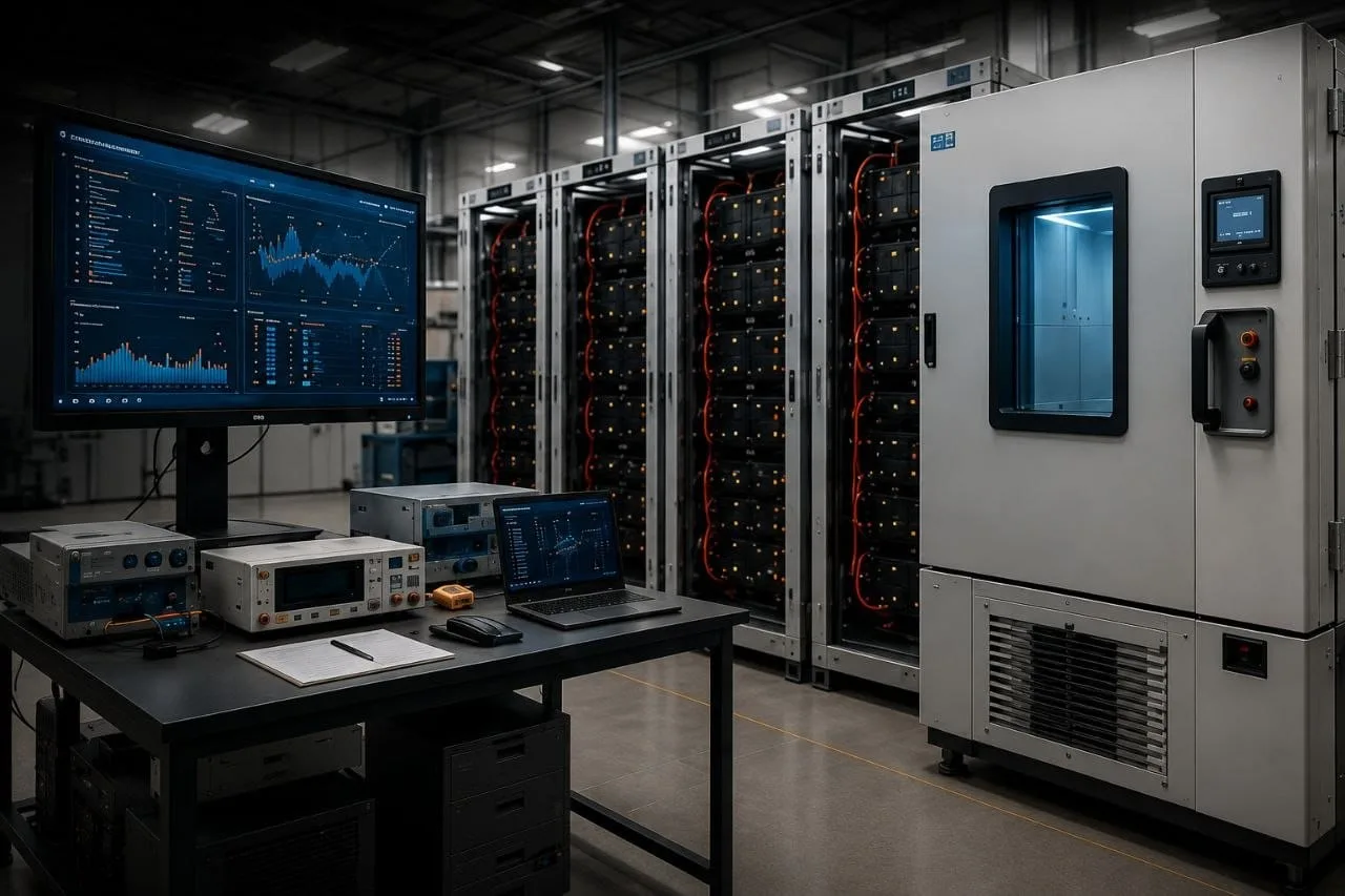 ESS test lab with validation equipment